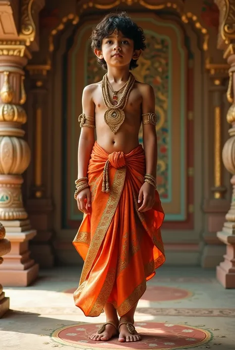 Full body image hindu young male god with skinny body and kurtha costume Full body seeing front side 