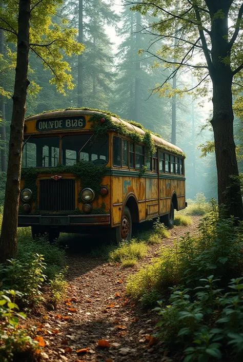 old hunting place and old bus car