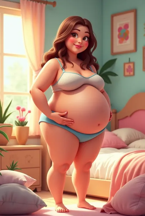 chubby big pregnant  cartoon woman underwear nude