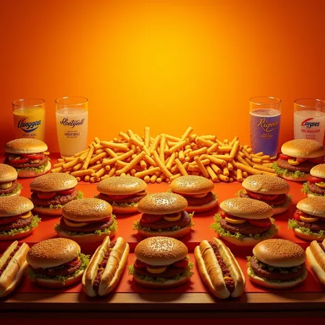 try again with the background highlighted in orange and dividing the products into sections: hamburger, crisp, Hot Dog, Traditional Mixed Drinks and Drinks