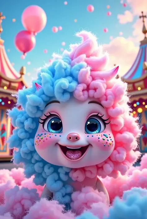 Cotton candy illustration face