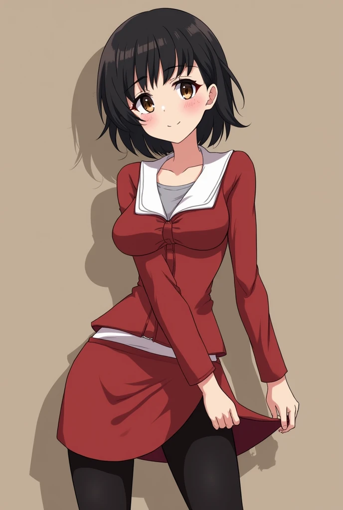 Anime, Short black hair with bangs, Big Tights, Narrow waist, soviet unionの制服を着ている,Pull up your skirt,open crotch black tights,pussy,Shaved pussy,soviet union