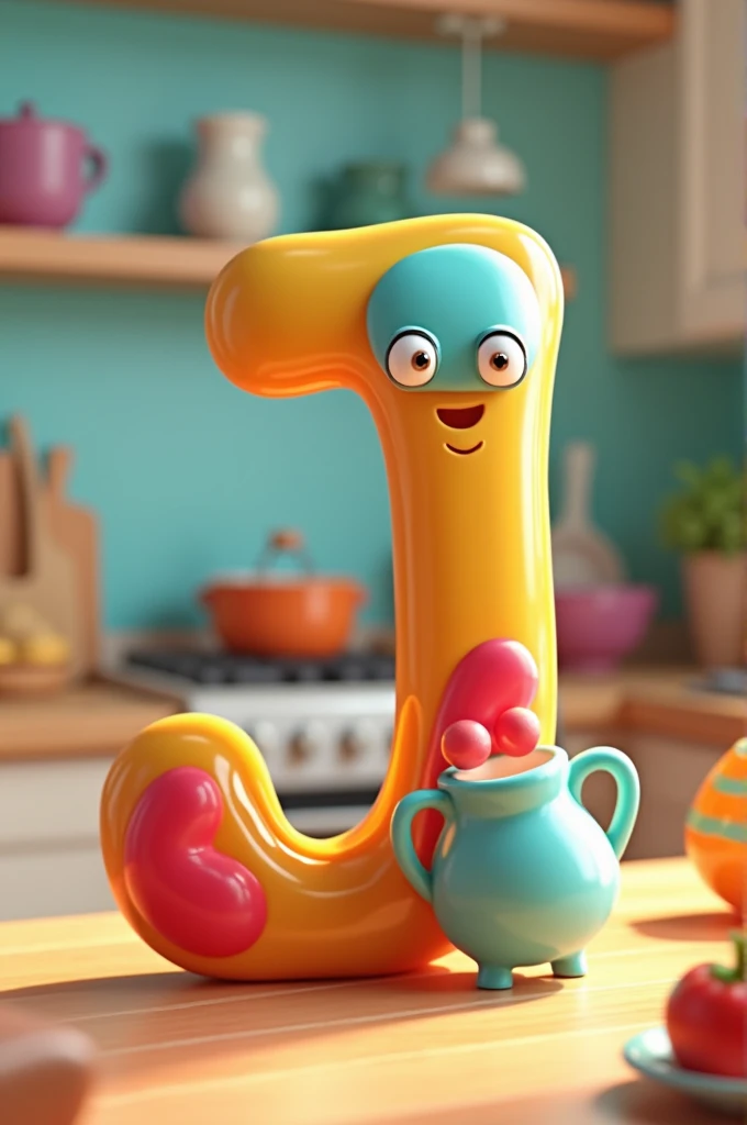 Create an animated image for alphabet J and an talking Jug with animation 3D