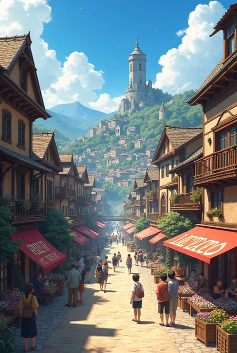 Draw buildings from another world like Re:Zero, make them more Western-style, less luxurious, increase the number of buildings, and make the capital brighter.