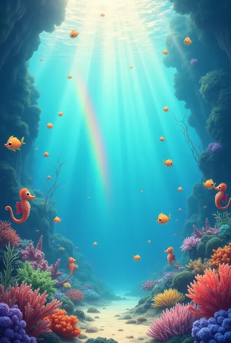 Magical fairytale rainbow underwater peaceful cute