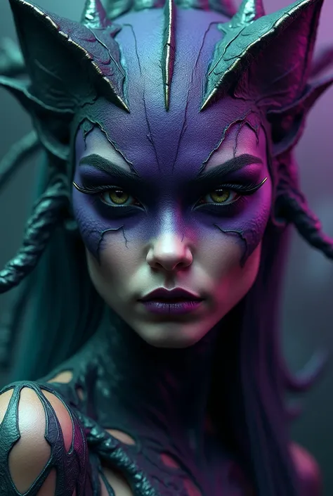 Can you do a monster-inspired makeup for me with a very extravagant and aggressive look?
