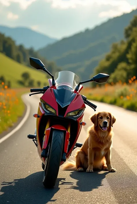 R15 bike with one dog 