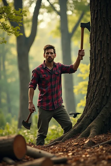 Messi as a woodcutter 