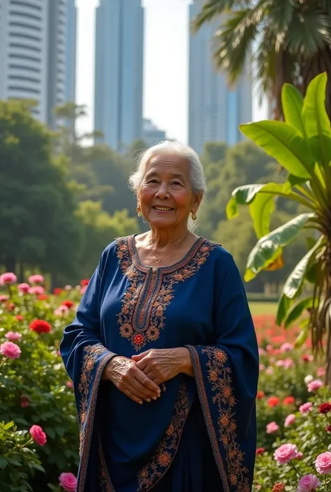 Teresa Maguina,, an incredible grandmother standing for the Philippines, (best quality,4K,8ก,height,Masterpiece:1.2),Very detailed,(realistic,photorealistic,photo-realistic:1.37),HDR,UHD,studio lighting,ภาพวาดที่Very detailed,Sharp focus,Physical rendering...