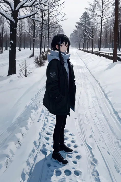 Standing alone in the snow、