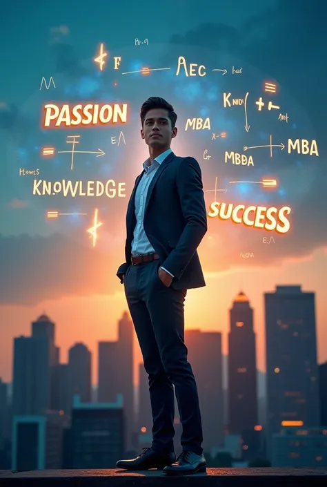 Generate advertisment with equation Passion + knowledge + MBA= Success