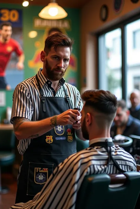 Messi as a barber
