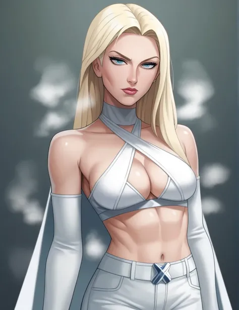 score_9, score_8_up, score_7_up, score_6_up, score_5_up, score_4_up, source_anime,((EF_WntXM_SDXL)), gorgeous emma frost female, beautiful eyes, seductive ,intense gaze,seductive expression,soft lighting,hentai, safe,medium breasts, Emma Frost, bare should...