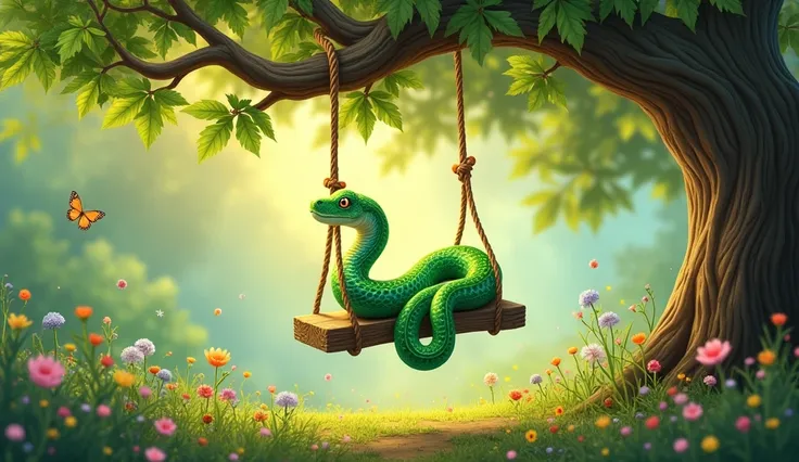 The snake’s on a swing