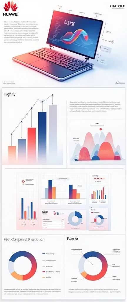 Help me generate an AI game art application analysis，Similar to long PDF，Portfolio format，Don&#39;t need too many colors，Be formal，The combination of Huawei&#39;s red and technological blue，White background，Need to include typographic elements，Design eleme...