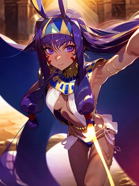 Nitocris、In the desert、Stars shine in the night sky、beautiful girl、Show your side