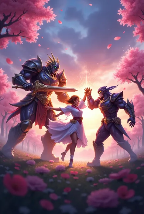 Mobile Legends character Argos、Hackert、Kagura fighting scene