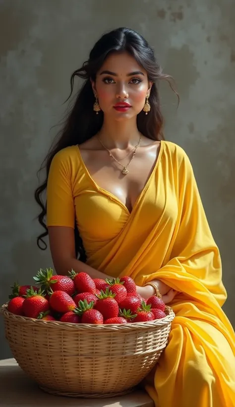 ((Beautiful woman)) perfect pink eyes, fantastic ((full body))((huge breasts, cleavage bulge, tight blouse)), Indian, beautiful look, ((red lips, bright eyes, curve heir 1.5)), ((beautiful details very big breast )), (Straight round and ultra huge clevage,...