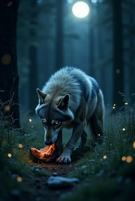 Wolf eats ke