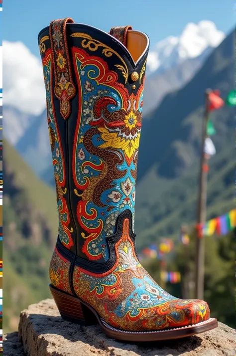 Create a picture of boot using Bhutanese style
