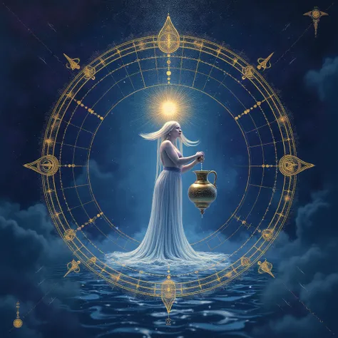 Prompt for Album Art Creation "Waterbearer":

General description:

Design the album cover and visuals "Waterbearer", inspired by astrology, mysticism, Philosophy, and the zodiac sign of Aquarius. The album combines an introspective and reflective atmosphe...