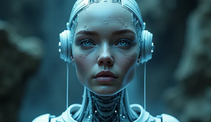 Generate a concept in AI，AI，Upper Body，Surreal，Exquisite，Technological，