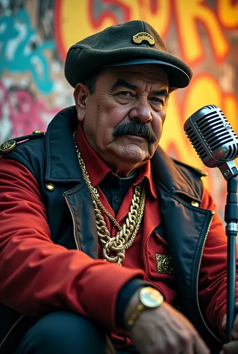 Joseph Stalin dressed as a rapper for a rapper album