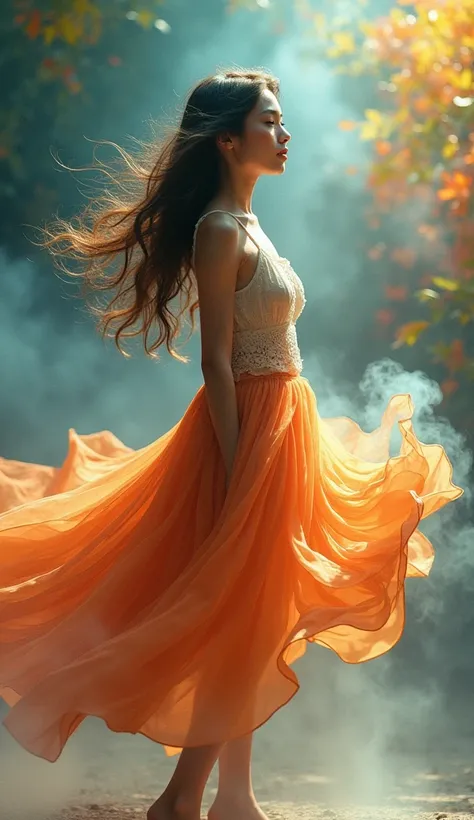 1girl,Petal skirt,A long dress hem resembling smoke,Petal pattern,long hair in the wind,Advanced sense,fashion,
still photography, looping video, mesmerizing movement, captivating visuals, seamless blend, engaging storytelling, Vorticism, angular forms, dy...