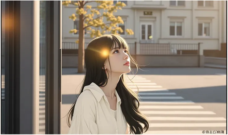 A woman standing at the window，sunny, beautiful Japanese cartoons portrait, Japanese cartoons girl with long hair, guweiz style artwork, author：Yang J, beautiful Japanese cartoons girl, Beautiful style, Japanese cartoons. Soft lighting, Lo-Fi Girl, realist...