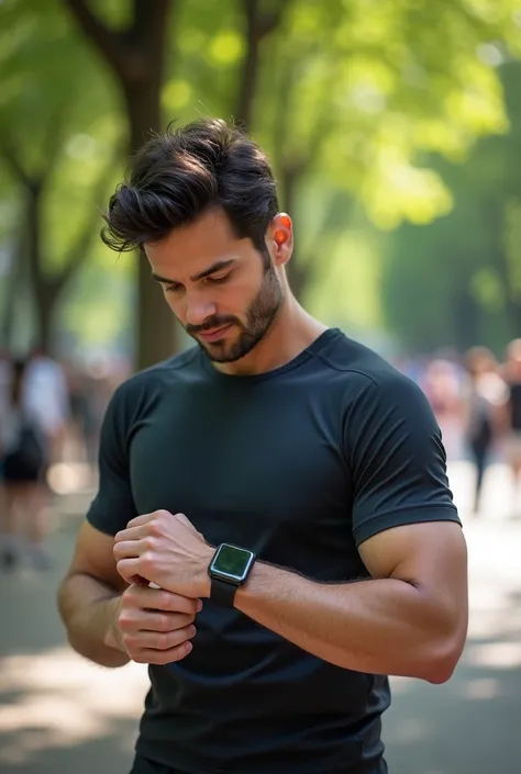 Man  getting alert signal in smart watch