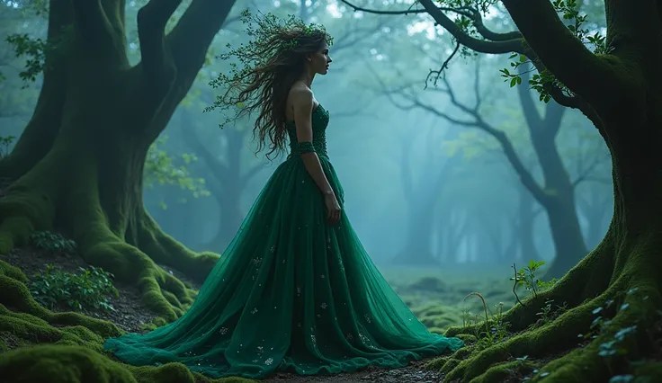 The witch woman in the forest with the queen