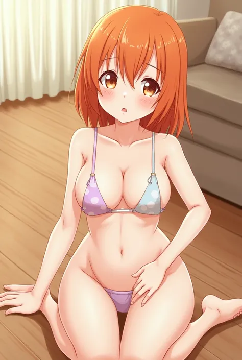 anime, pussy, open legs, nsfw, 5 years old, naked, legs wide open, private parts, small and flat boobs, , cute, 5 years old, orange hair