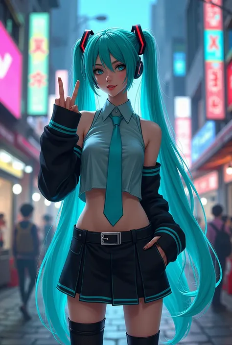 Hatsune Miku with her middle finger up