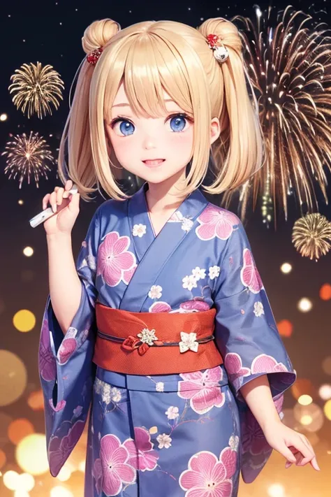 firework, Yukata, Flat Chest