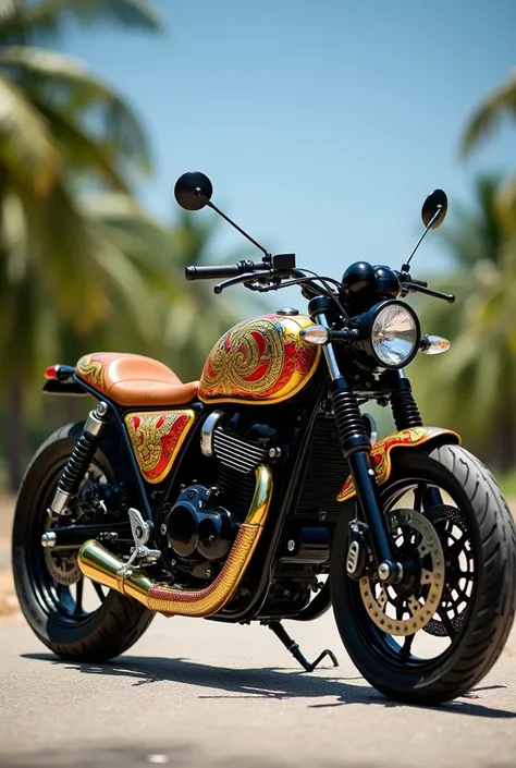 The Zontes350E brand motorcycle is decorated in a Naga style with a fun Thai style.