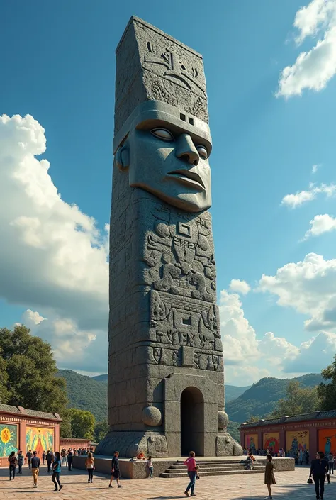 Make a realistic image based on the monolith of the god Tlaloc that is located outside the anthropology museum in Mexico City, This version follows the shape of the monolith but as if it were real.,