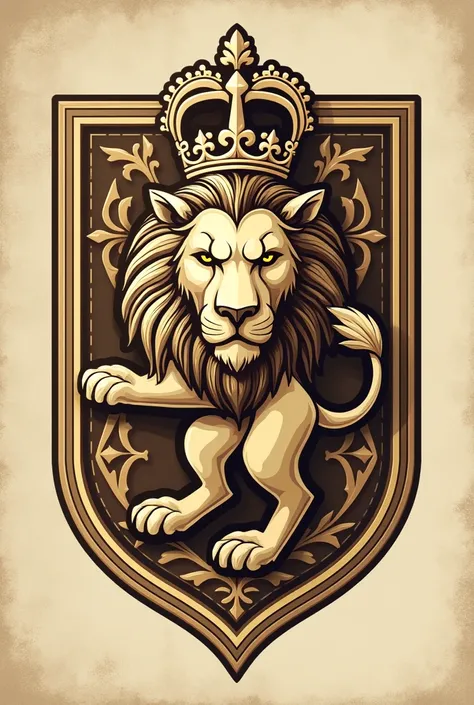 Logo of Elyria Squad in beige and brown color and historical lion border 