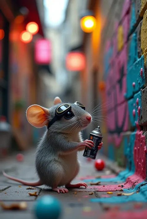 mouse doing graffiti