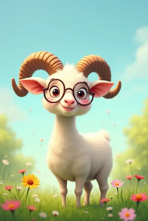 Hornless ram with glasses 