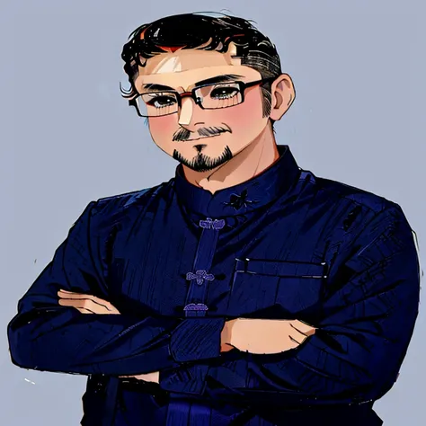 arafed man in glasses and a blue shirt with his arms crossed, li zixin, phong yintion j - jiang geping, dzung phung dinh, liang xing, yintion j - jiang geping, xiang duan, yanjun chengt, zeng fanzh, professional profile photo, victor ngai, xintong chen