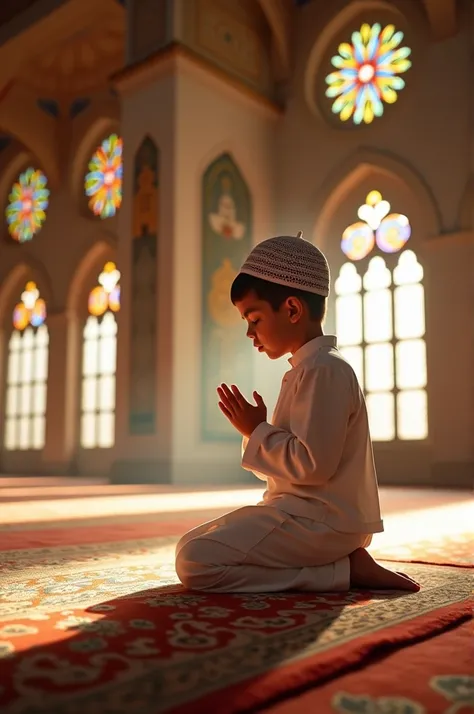 A muslim boy pray