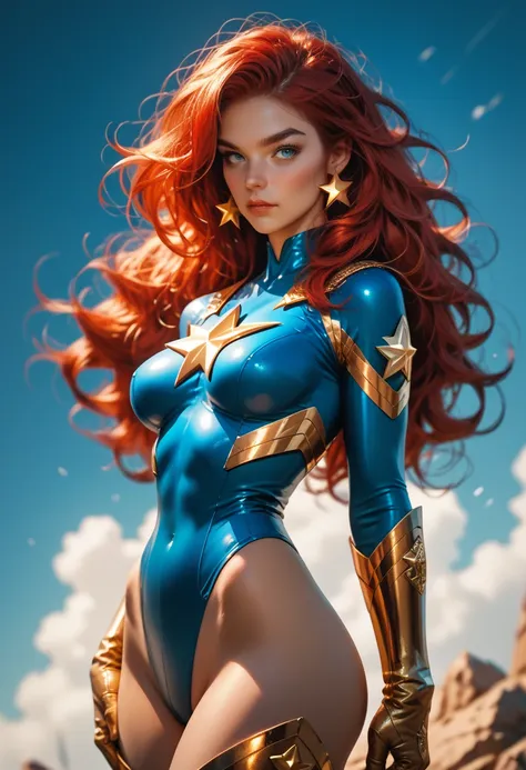 score_9, score_8_up, score_7_up, score_6_up, score_5_up, score_4_up, sexy, superheroine, red hair, long hair, busty, ((blue high...