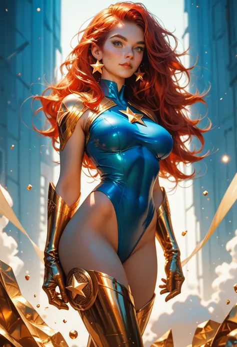 score_9, score_8_up, score_7_up, score_6_up, score_5_up, score_4_up, sexy, superheroine, red hair, long hair, busty, ((blue high...