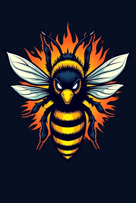 A logo with a more aggressive angry bee on the right side