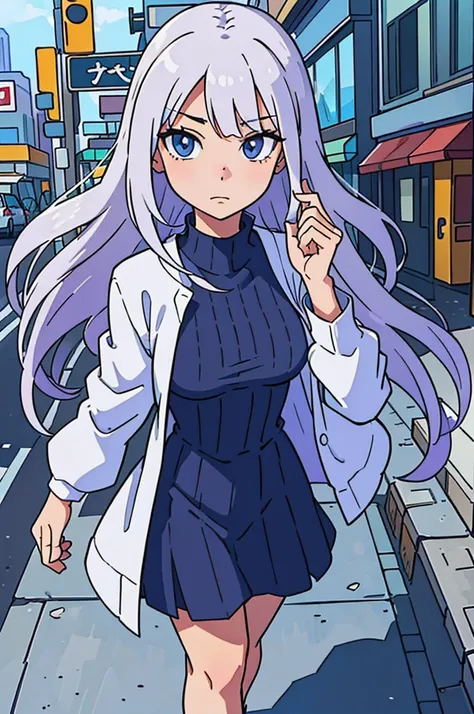 (best-quality:0.8), (best-quality:0.8), perfect anime illustration, extreme closeup portrait of a pretty woman walking through the city