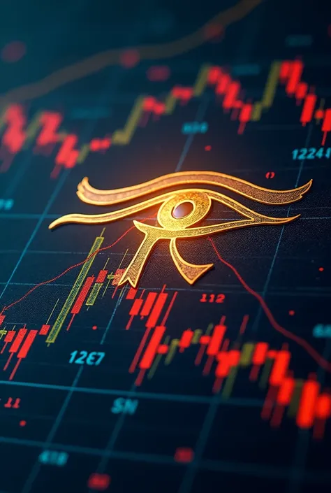 An icon of the eye of horus on financial market charts