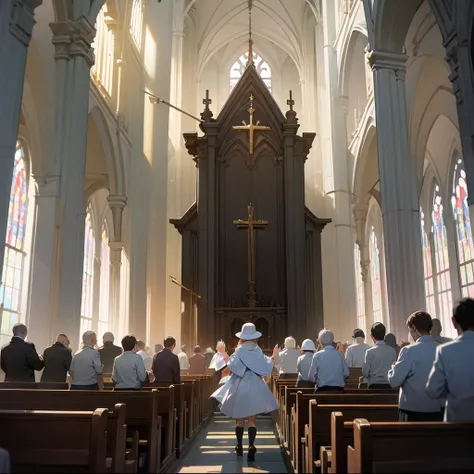 inside church with lots lots of happy people worshiping singing amd clapping