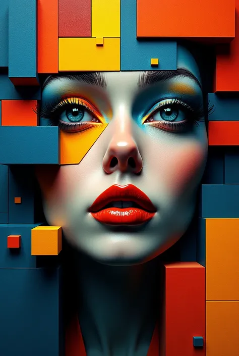 a woman face in cubism art,more cubes please