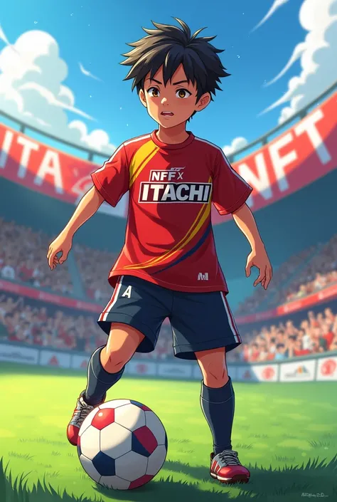 Created a 12 year old player bib 13 footballer text called NFT.X.ITACHI