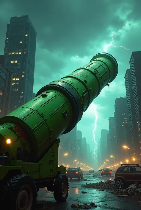 a big green bazooka launcher and 